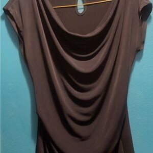 Elegant Black Drape Neck Blouse